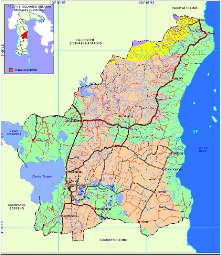 peta kabupaten wajo